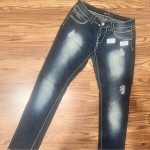 Angels Dark Wash Distressed Skinny Jeans Size 11